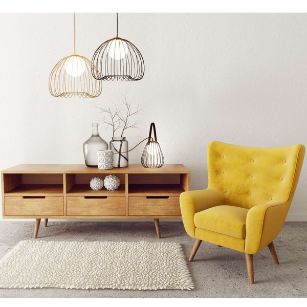 Kinkiet LAMPA ścienna BACOLI LP-1212/1W BK metalowa OPRAWA druciana klatka na skórzanym pasku czarna OUTLET
