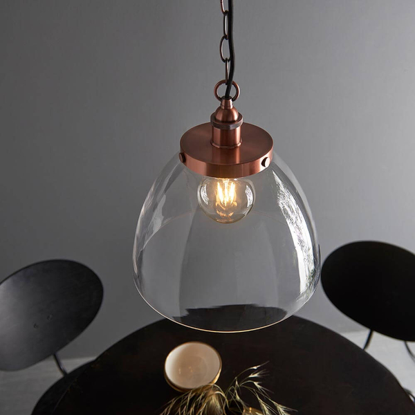 Lampa wisząca łańcuch Hansen Grand 106895 szklana miedziana przezroczysta