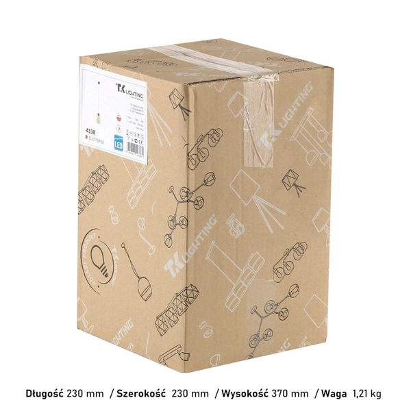 Wisząca lampa metalowa Elio 4338 TK Lighting do salonu bursztynowa czarna