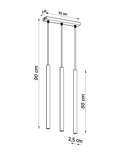 LAMPA wisząca PASTELLO SL.0470 Sollux metalowa listwa tuby sople czarne