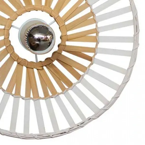 Bambusowy plafon 19251 okrągły do jadalni ekologiczny biały