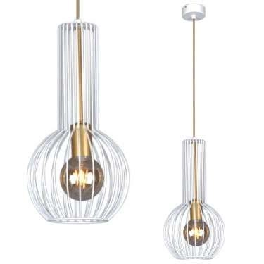 Wisząca LAMPA industrialna Arvi K-4525 Kaja metalowa OPRAWA druciany zwis biały