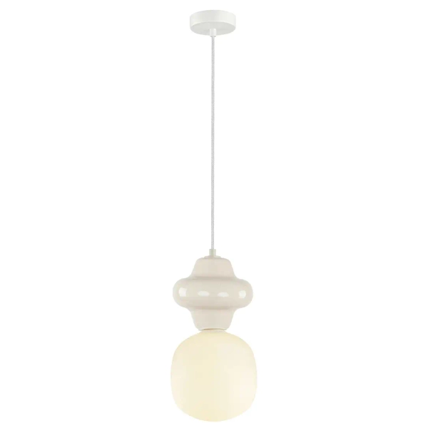Ceramiczna zwisająca lampa Latera PND-94331-1S-GRN nad kanapę biały