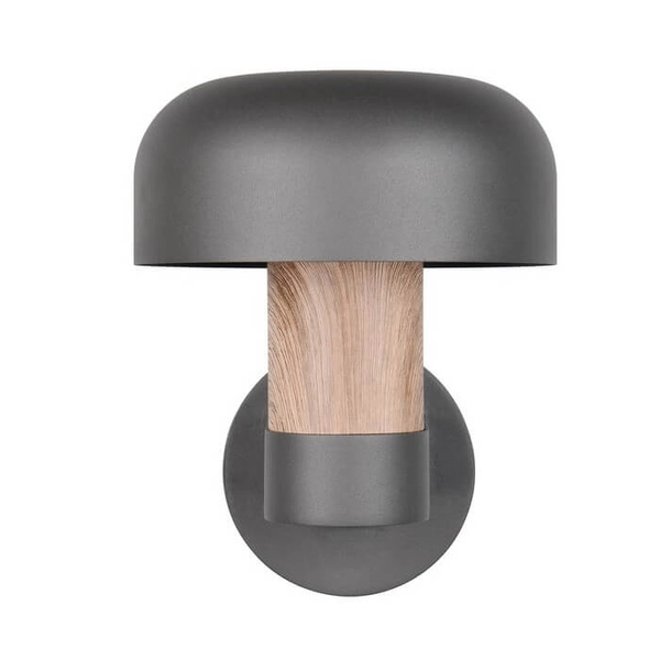 Ścienna lampa do ogrodu FRASER 262560135 grzybek IP54 szary drewniany
