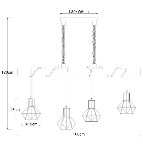 LAMPA wisząca PRISKA 54017-4H Globo belka OPRAWA skandynawska ZWIS liny brązowe czarne