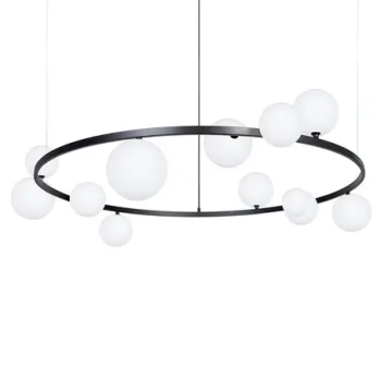 Molekułowa lampa wisząca Bolero 41321 ringi kule białe czarne