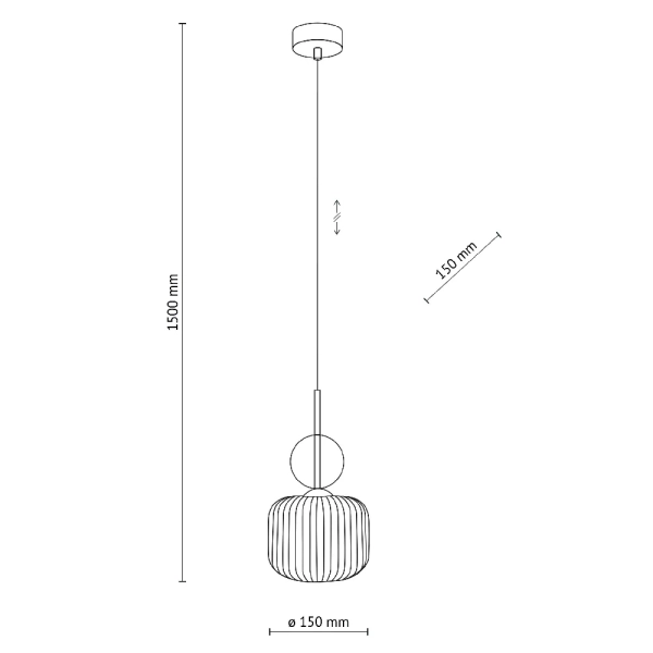 Ryflowana wisząca lampa Sophia Cognac 11038 szklana kula koniak