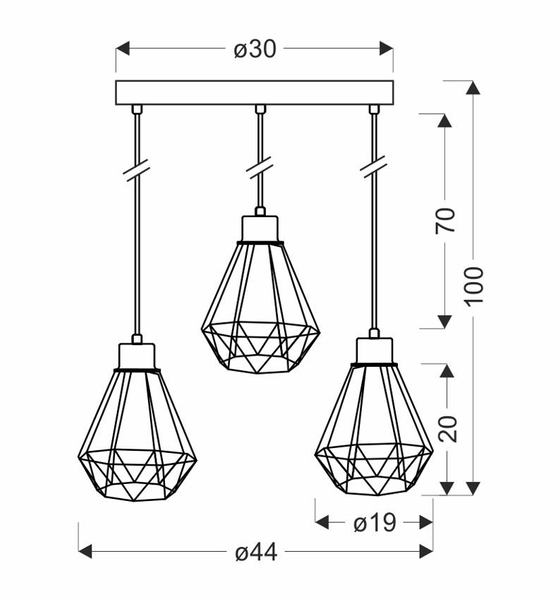 Salonowa lampa wisząca Primo 33-06172 Candellux druciana złota czarna