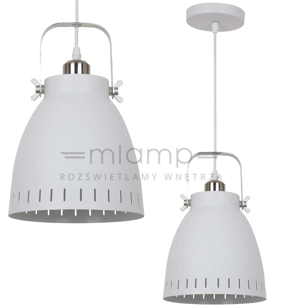 LAMPA wisząca FRANKLIN MD-HN8026M-WH+S.NICK Italux metalowa OPRAWA industrialny ZWIS loft biały