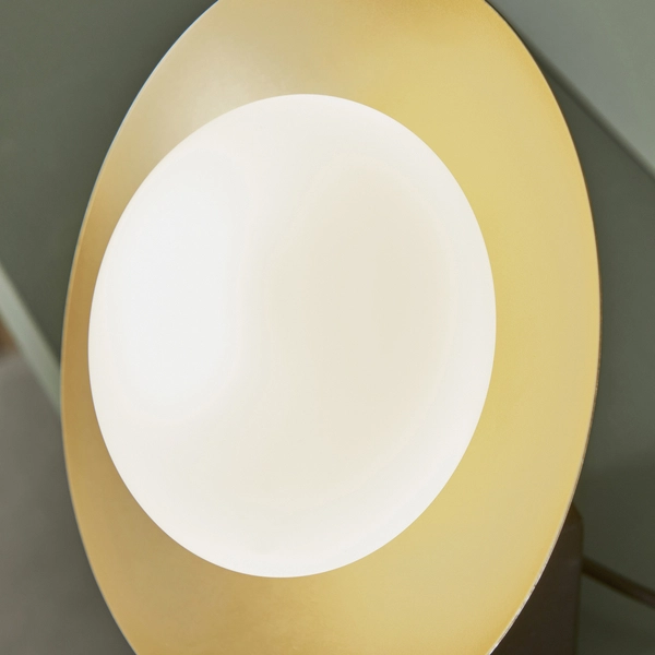 Stołowa lampa modernistyczna L&-192038 Light& okrągła złota brązowa