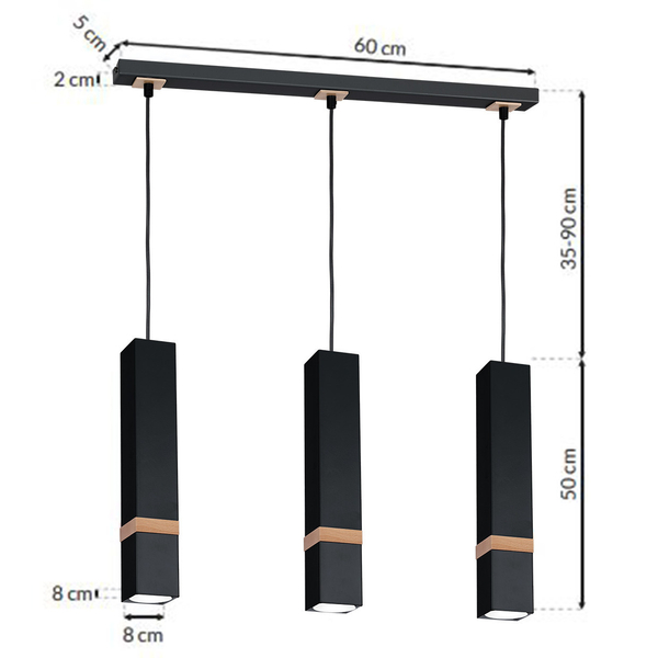 LAMPA wisząca VIDAR MLP5404 Milagro skandynawska OPRAWA metalowy ZWIS prostokątny na listwie czarny