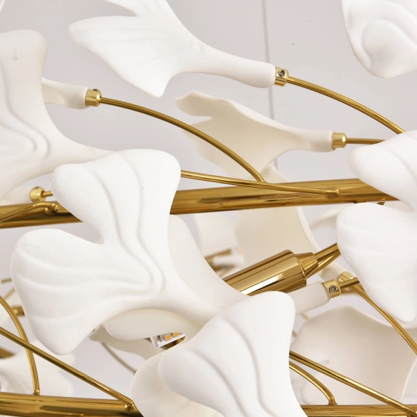 Dekoracyjna lampa wisząca Botanika XY080P-120 Step liście ceramika biały złoty