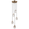 Szklana lampa zawieszana Torno PND-40813-5R-HBR tuby złoty przezroczysty