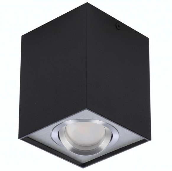 Spot LAMPA sufitowa Eloy GM4106 BK/ALU metalowa OPRAWA prostokątna downlight kostka cube czarna aluminiowa outlet