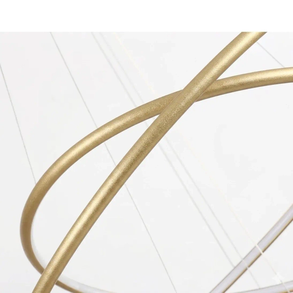 Złota lampa wisząca podwójna LED 53W 3000K ringi pierścienie do jadalni barwa ciepła SLD/000010/3000/G
