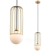 Druciana LAMPA wisząca SIMON MDM-3938/1 GD Italux metalowa OPRAWA drut ZWIS szklana kula ball klatka loft złota