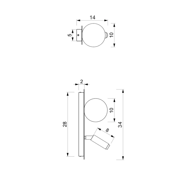 Ścienna lampa z regulacją Sirio MLP8404 biała czarna