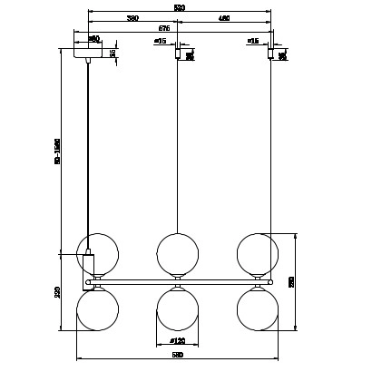 LAMPA wisząca RING MOD013PL-06B Maytoni modernistyczna OPRAWA szklane kule zwis czarny