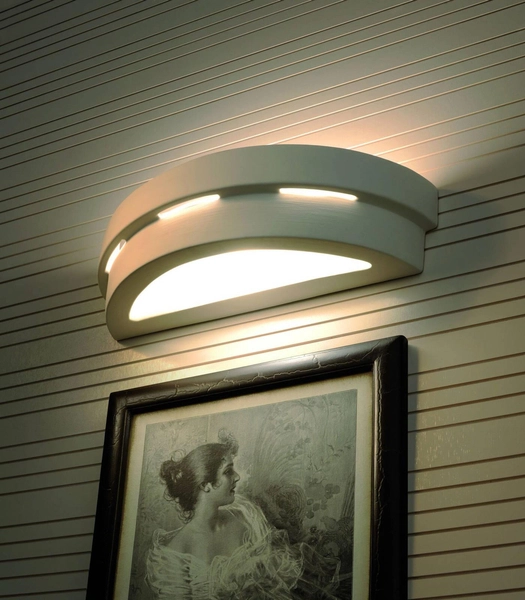 Kinkiet LAMPA ścienna SL.0002 półokrągła OPRAWA ceramiczna przyścienna biała