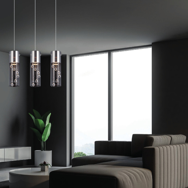 Glamour LAMPA wisząca CORDELL MDM1835-3 Italux szklana OPRAWA z kryształkami ZWIS tuby chrom przezroczyste