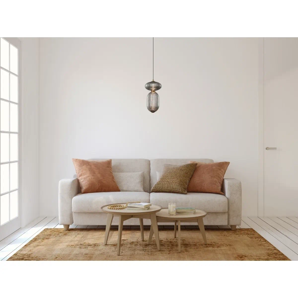 Szklana lampa loftowa Nico PND-8545-2A-AB-SG do jadalni czarna mosiądz