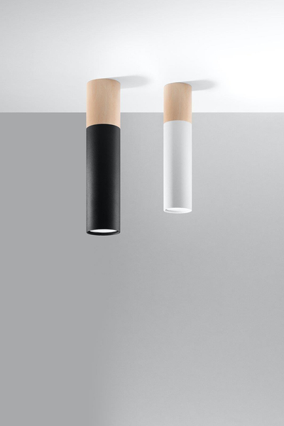 LAMPA sufitowa PABLO SL.0631 metalowa OPRAWA tuba biała drewno