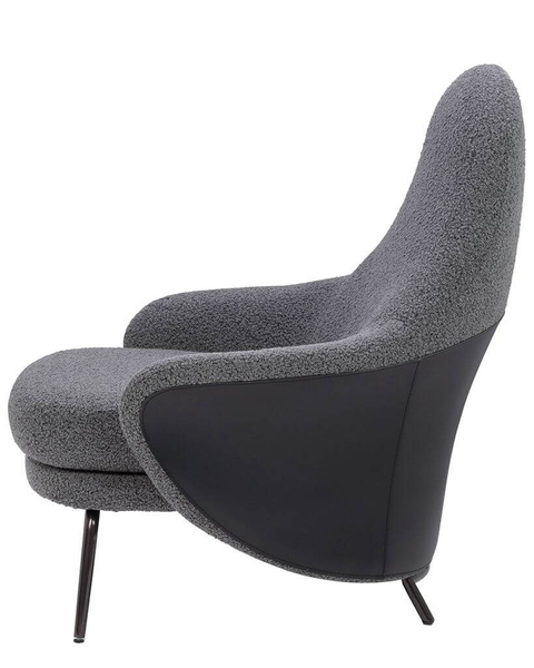Fotel pluszowy LOBBY TEDDY HE493-3.A-02.RM14 szary stal