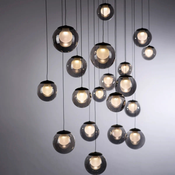Molekułowa lampa wisząca E-POPUP czarna szara 2589-15 19x3W 2200-5000K