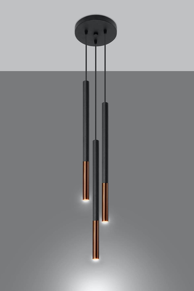Podwieszana lampa MOZAICA SL.0890 Sollux wąskie tuby miedziane czarna