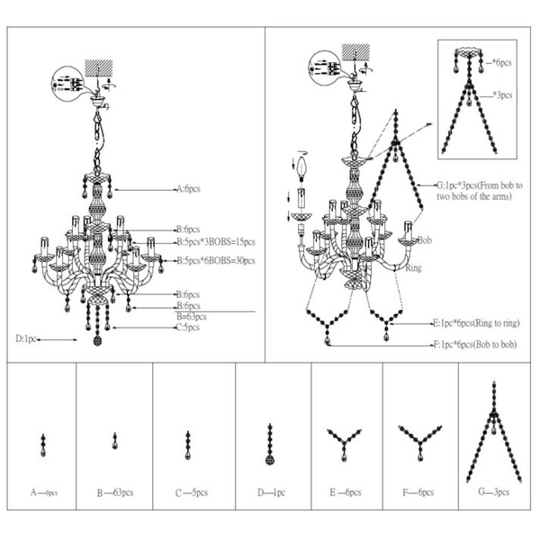 Wiszący żyrandol Luster R1169-00 RL Light pałacowy kryształy przezroczysty