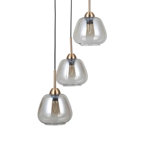 Nowoczesna lampa wisząca Felis PND-40824-3-GD szklana bursztynowa złota