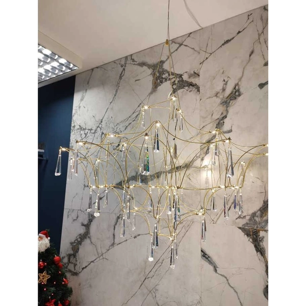 Wisząca LAMPA designerska SALAMANCA LE41324 Luces Exclusivas kryształowy żyrandol LED 20W 3000K do salonu złoty