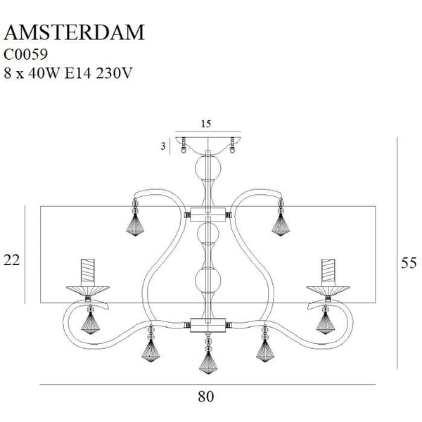 Pałacowy plafon AMSTERDAM C0059 Maxlight szkło tkanina biały