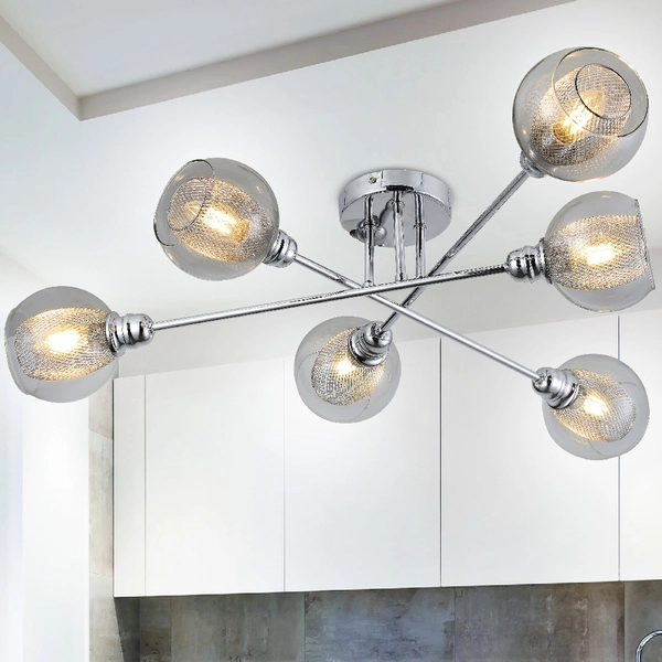 Lampa sufitowa DIXI 36-61362 szklana plafon kule siatki chrom przezroczyste