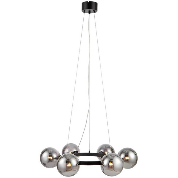 Modernistyczna LAMPA wisząca CIRCLE 108051 Markslojd loftowa OPRAWA metalowy ZWIS szklane kule czarne przydymione