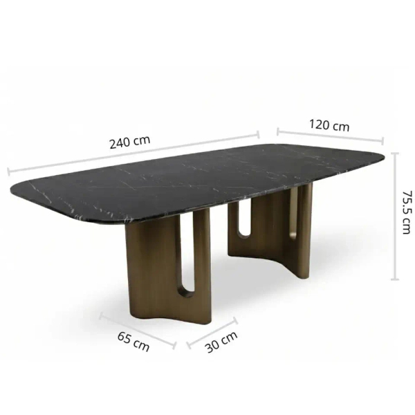 Stół ESSENZA MM001501100385 czarny złoty dekor marmuru metal 240x120cm