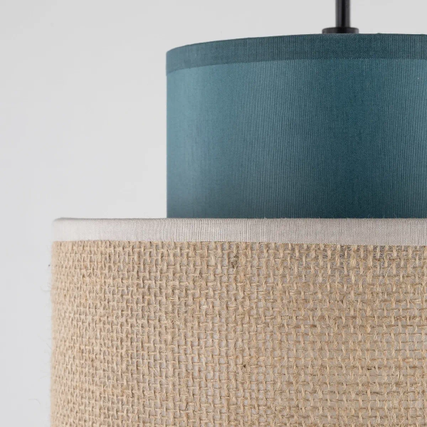 Boho wiszący żyrandol Duo 3257 tuba naturalna juta niebieski