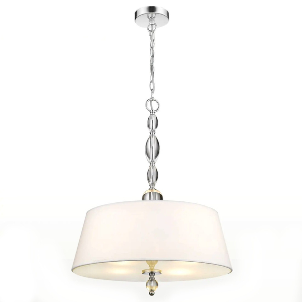 Abażurowa LAMPA wisząca CANCUN P04981WH Cosmolight glamour zwis z kryształkami biały