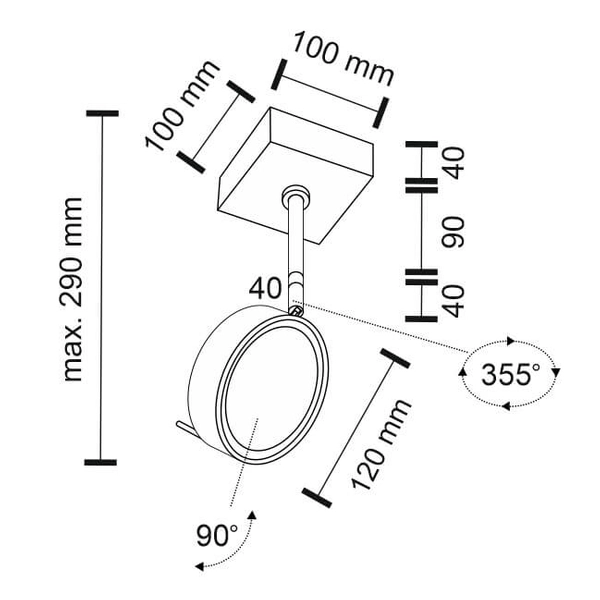 LAMPA sufitowa FUSSA 2218 Shilo regulowana OPRAWA reflektorowa SPOT metalowy jerry czarny
