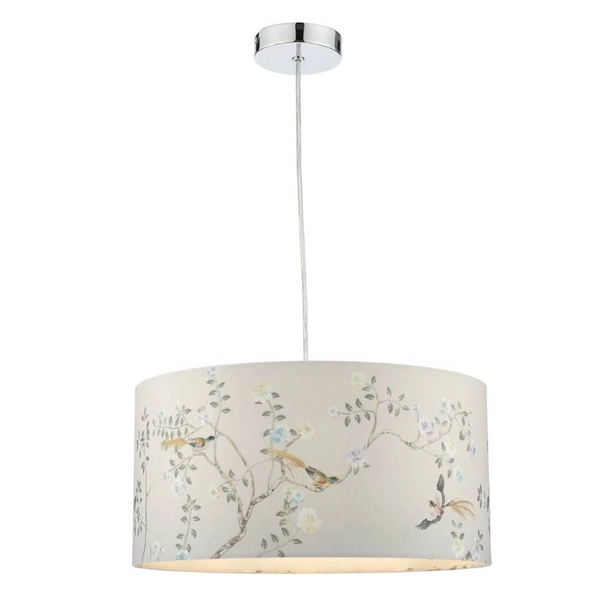 Materiałowy klosz do lampy regulowana Marble MAR1629-EH Dar Lighting motyw kwiatowy szary