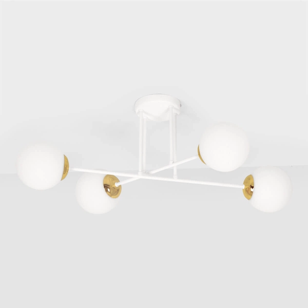 Lampa sufitowa Elmo K-5313 klasyczna do salonu metalowa szklana biała złota