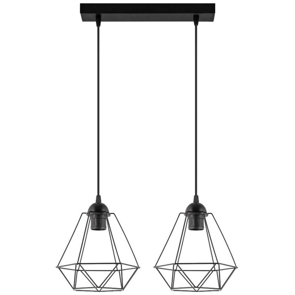 Wisząca lampa druciana VEN W-L 1210/2 metalowa na listwie czarne