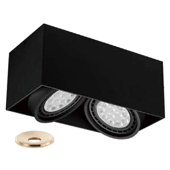 LAMPA sufitowa Cardi II Nero + Ufo Gold Orlicki Design ruchoma OPRAWA downlight prostokątny plafon metalowy czarny złoty