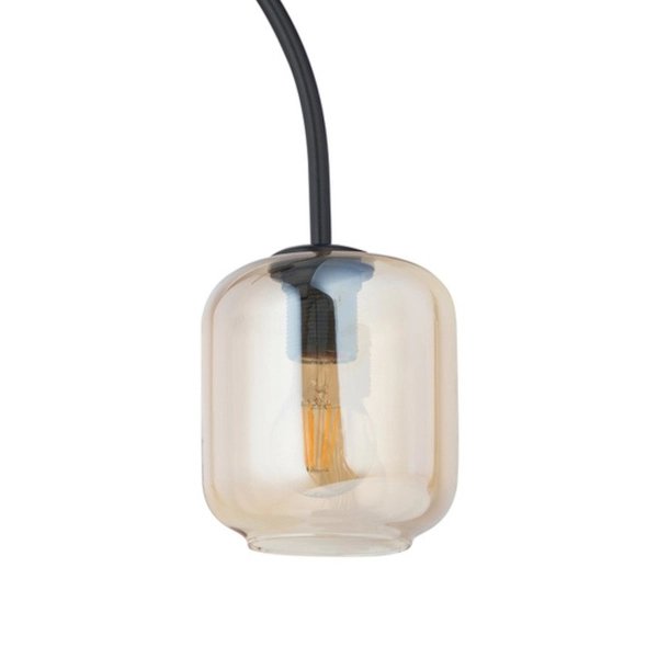 Sufitowa lampa łuk SHINE 32240 Sigma ze szklanym kloszem bursztynowym czarna