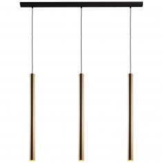 Zwisowa lampa AKADI 0133 metalowa tuby na listwie zwis czarny złoty