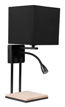 Hotelowy kinkiet z półką Theo LED 2W na peszlu czarny drewno