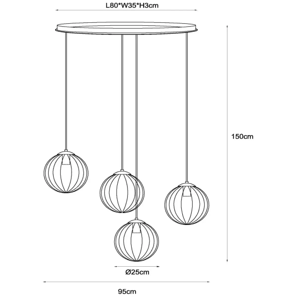 Szklana lampa wisząca MONSARAZ 45493/04/33 Lucide zielony bursztynowy
