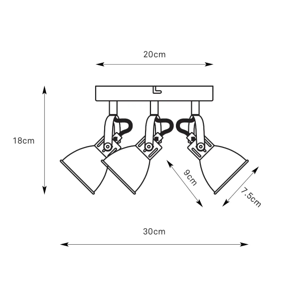 Lampa sufitowa Mion 108847 potrójna regulowana metalowa czarna