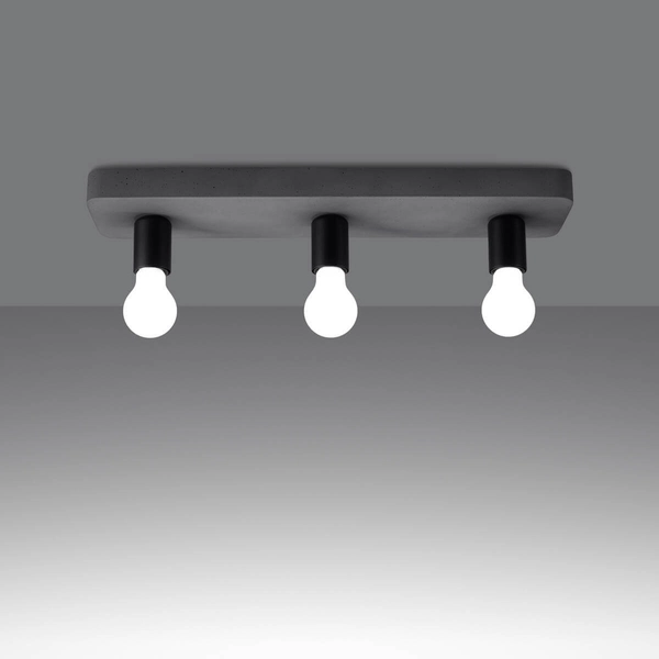 Potrójna lampa sufitowa Tavo SL.1158 podłużna betonowa czarna