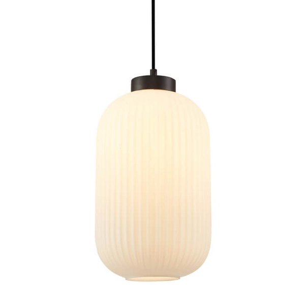 Zwisająca lampa nad stół Lindo PND-52636-1-BK Italux szkło biały czarny